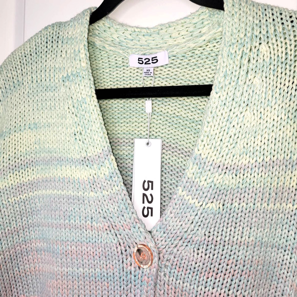 525 America Ombre Cardigan Chunky Knit Sweater in Taffy Color XS - Picture 4 of 9